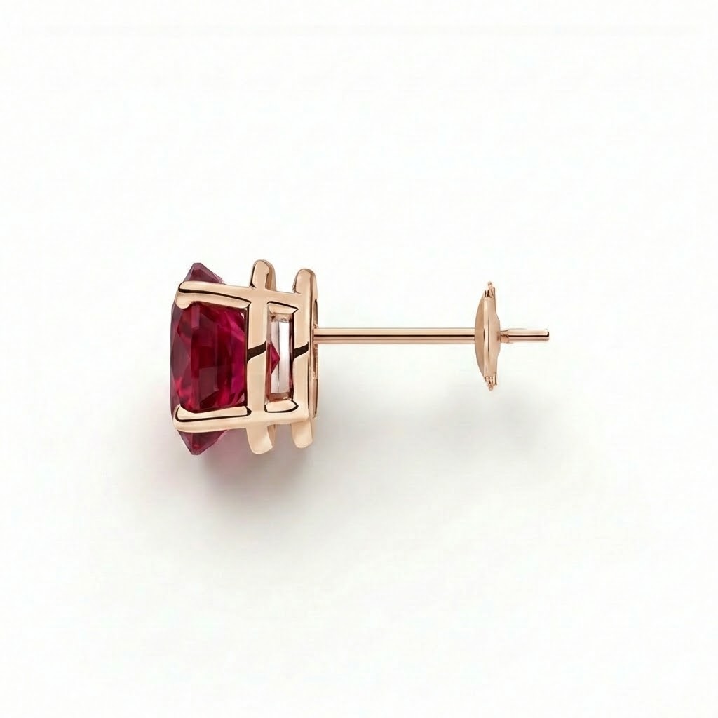 L'Ovale® Ruby Stud Earrings, 14K Rose Gold