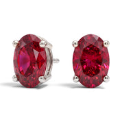 L'Ovale® Ruby Stud Earrings, Platinum