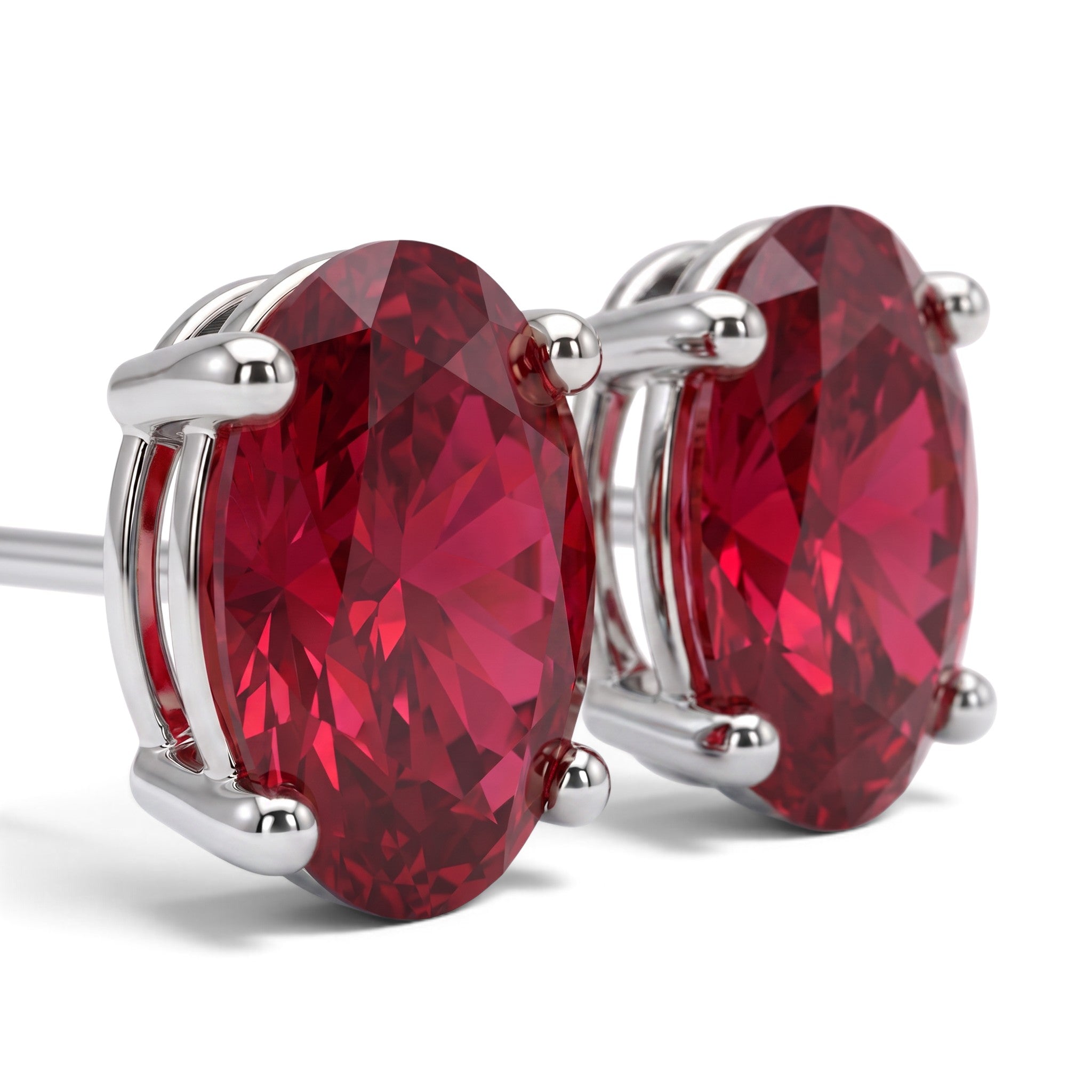 L'Ovale® Ruby Stud Earrings, Platinum