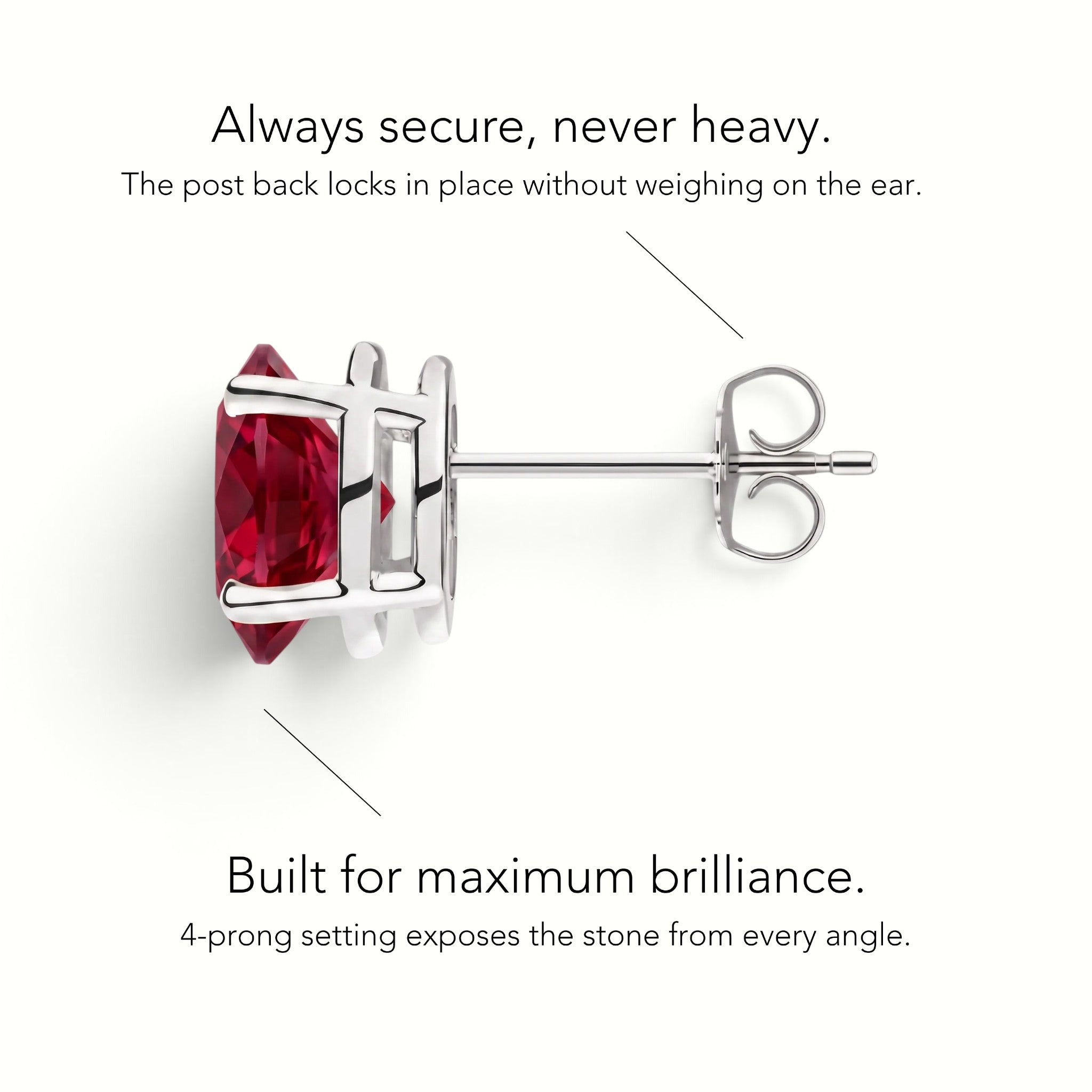 L'Ovale® Ruby Stud Earrings, Sterling Silver