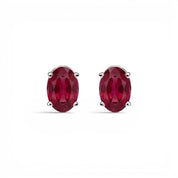 L'Ovale® Ruby Stud Earrings, Sterling Silver