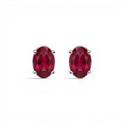 L'Ovale® Ruby Stud Earrings, 14K White Gold
