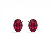 L'Ovale® Ruby Stud Earrings, Platinum