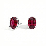 L'Ovale® Ruby Stud Earrings, Sterling Silver