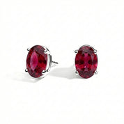 L'Ovale® Ruby Stud Earrings, Platinum