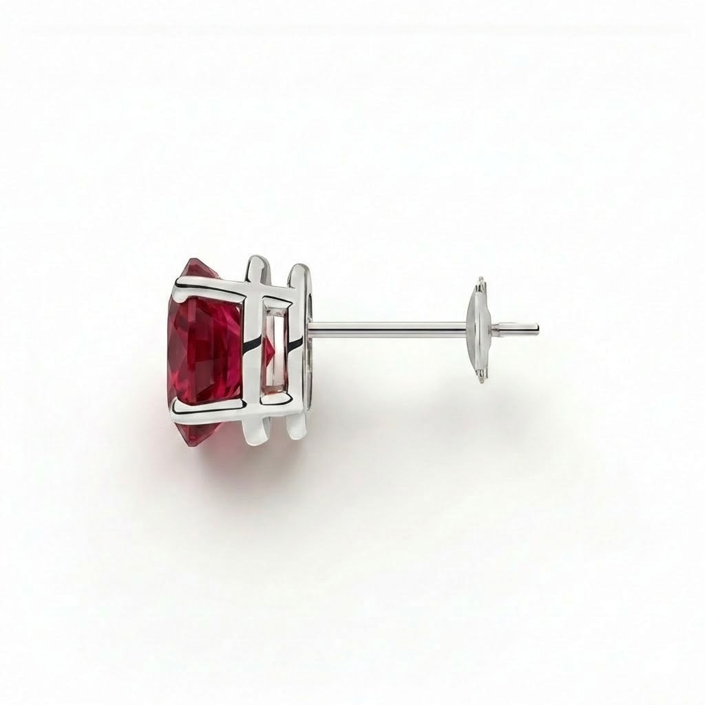 L'Ovale® Ruby Stud Earrings, Platinum