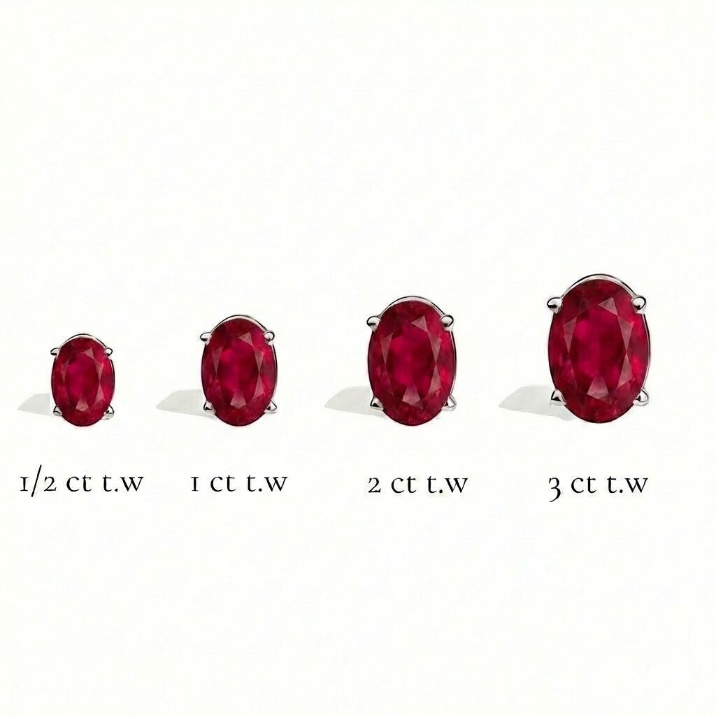 L'Ovale® Ruby Stud Earrings, Platinum