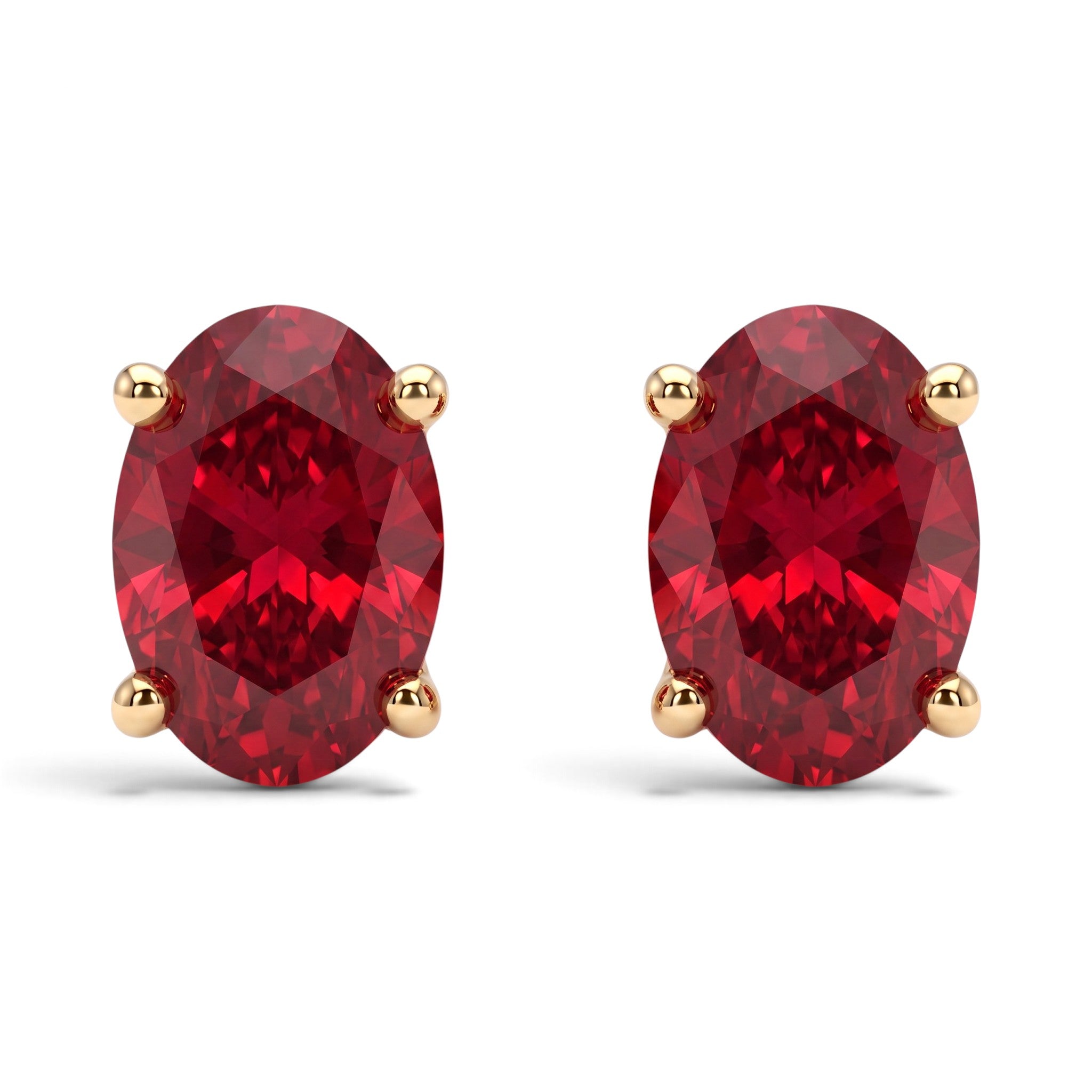 L'Ovale® Ruby Stud Earrings, Gold Vermeil
