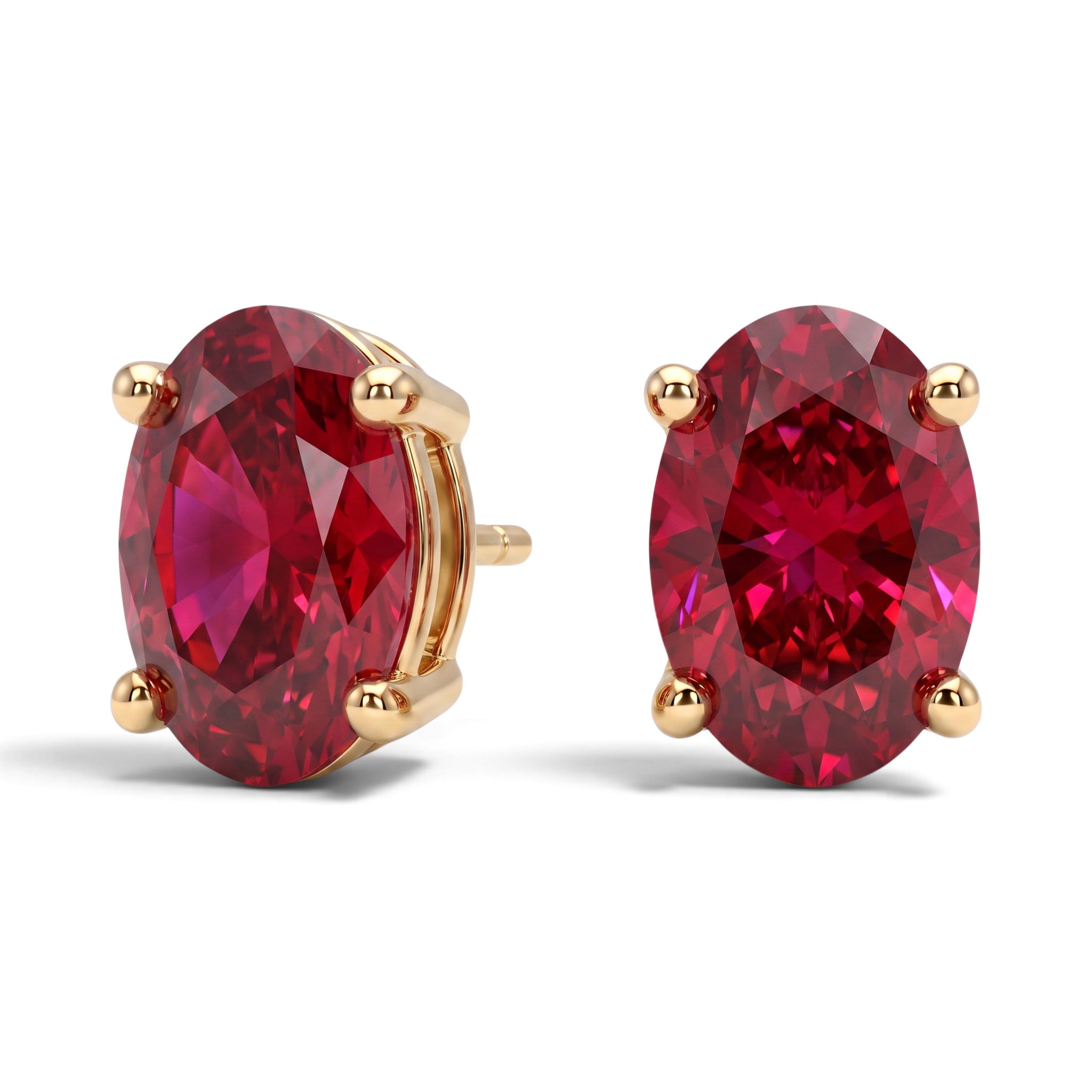 L'Ovale® Ruby Stud Earrings, Gold Vermeil