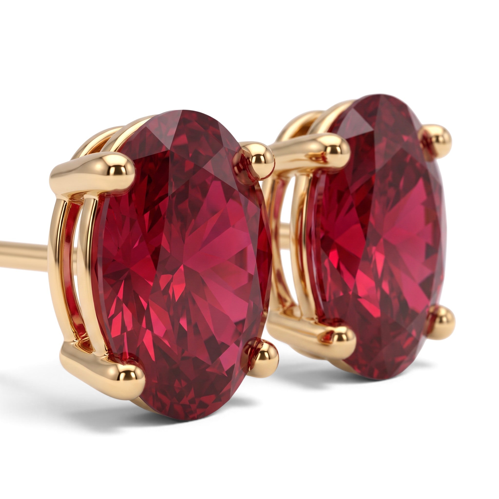 L'Ovale® Ruby Stud Earrings, 14K Yellow Gold