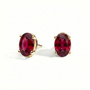 L'Ovale® Ruby Stud Earrings, Gold Vermeil