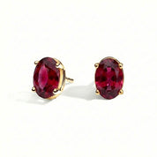 L'Ovale® Ruby Stud Earrings, Gold Vermeil