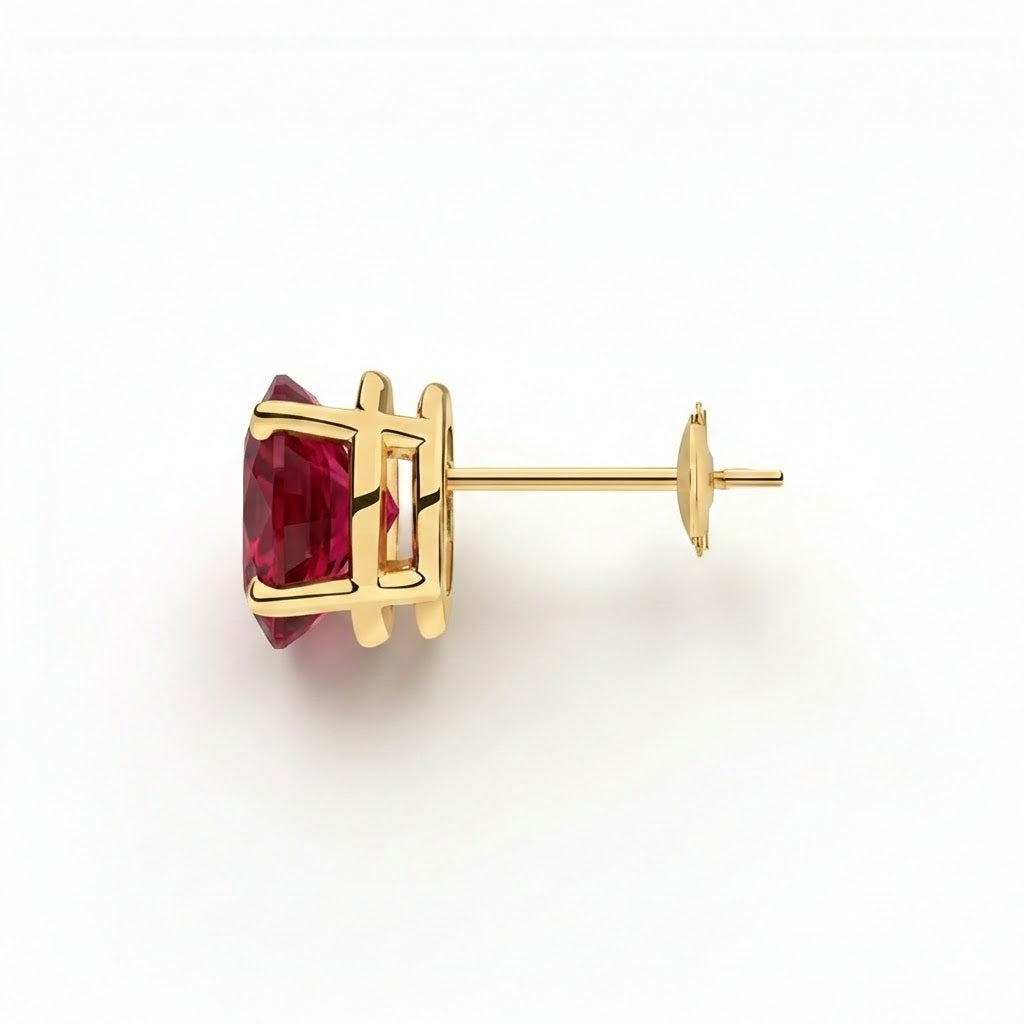 L'Ovale® Ruby Stud Earrings, Gold Vermeil