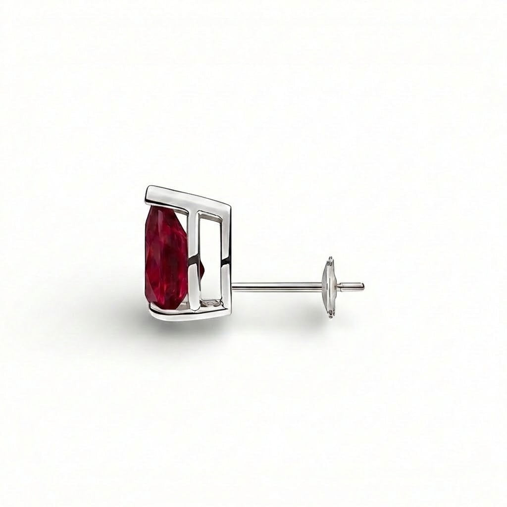 La Poire® Ruby Stud Earrings, 14K White Gold