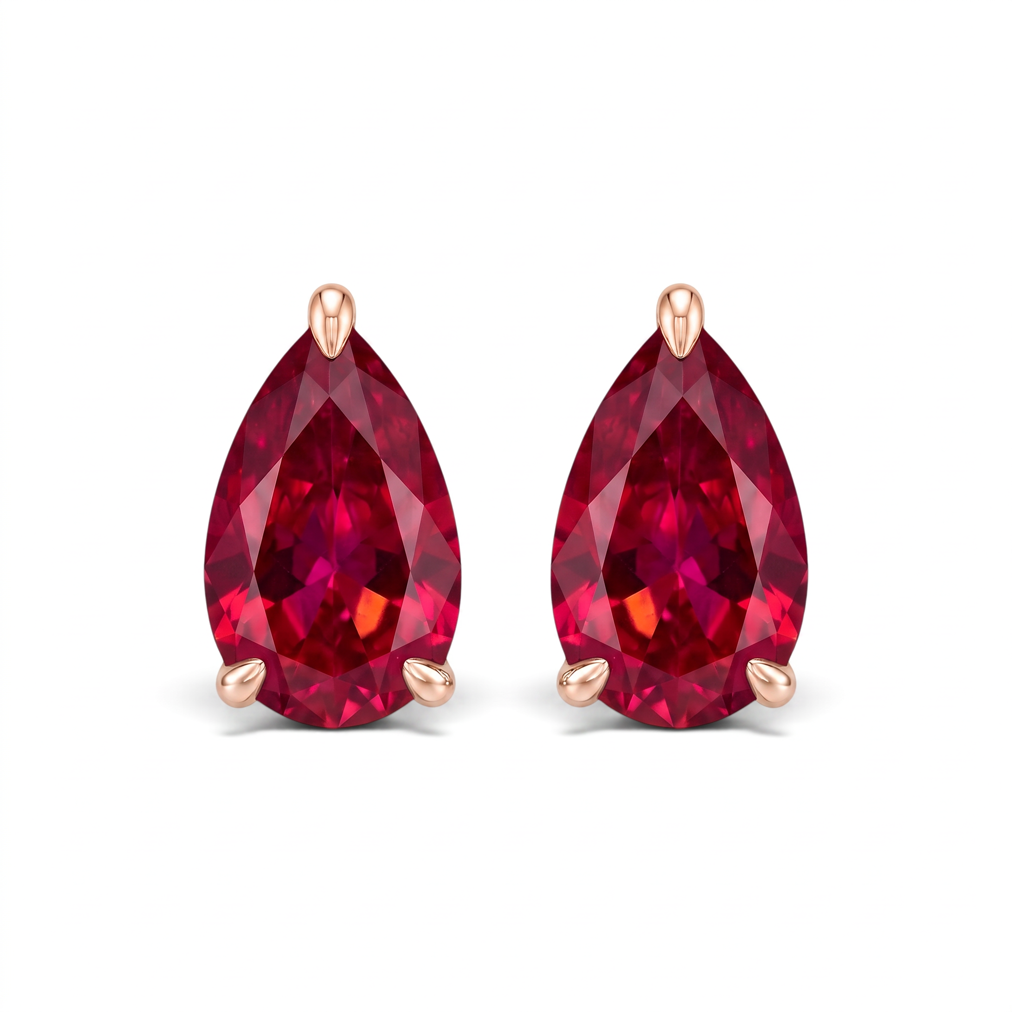 La Poire® Ruby Stud Earrings, 14K Rose Gold