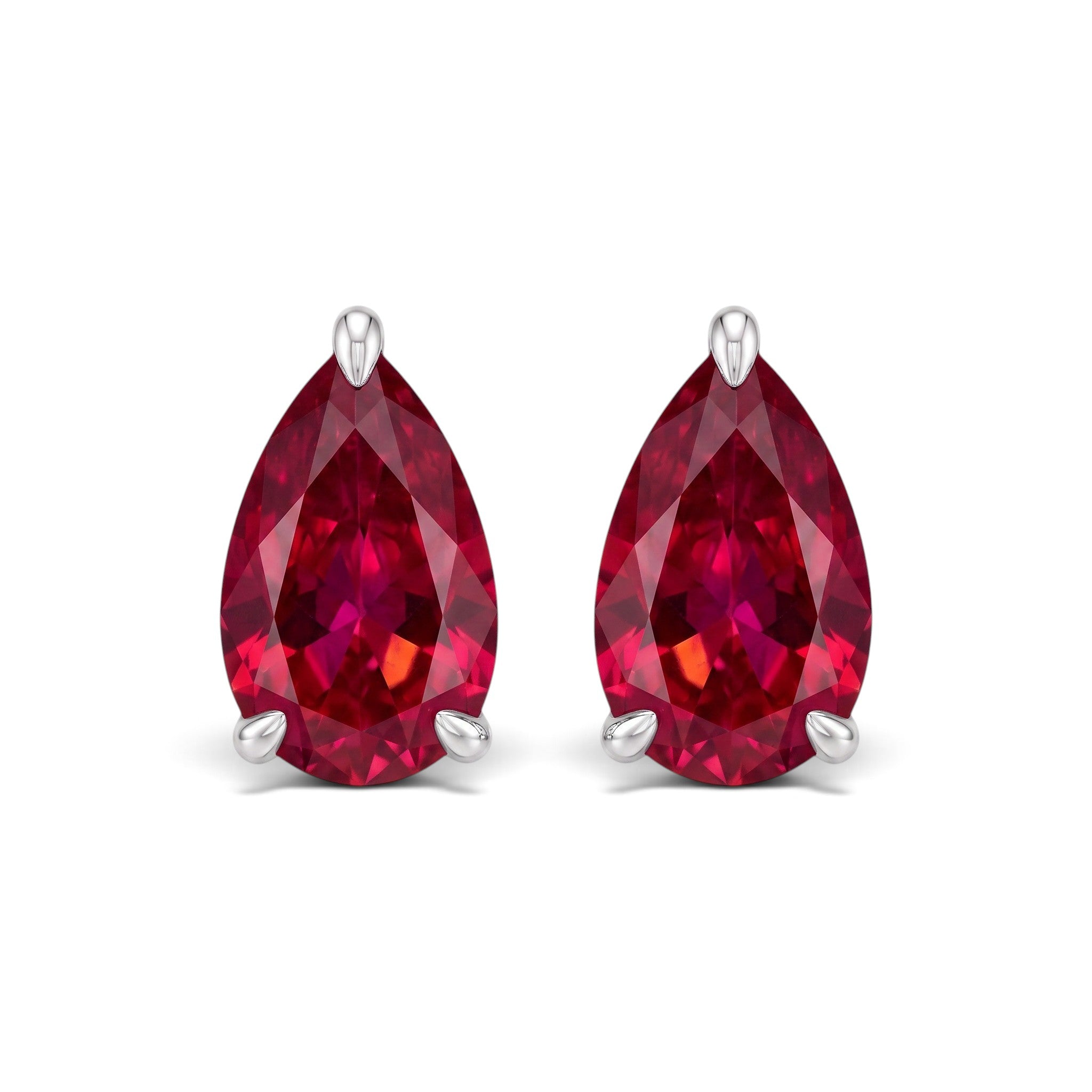 La Poire® Ruby Stud Earrings, 14K White Gold