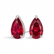La Poire® Ruby Stud Earrings, 14K White Gold