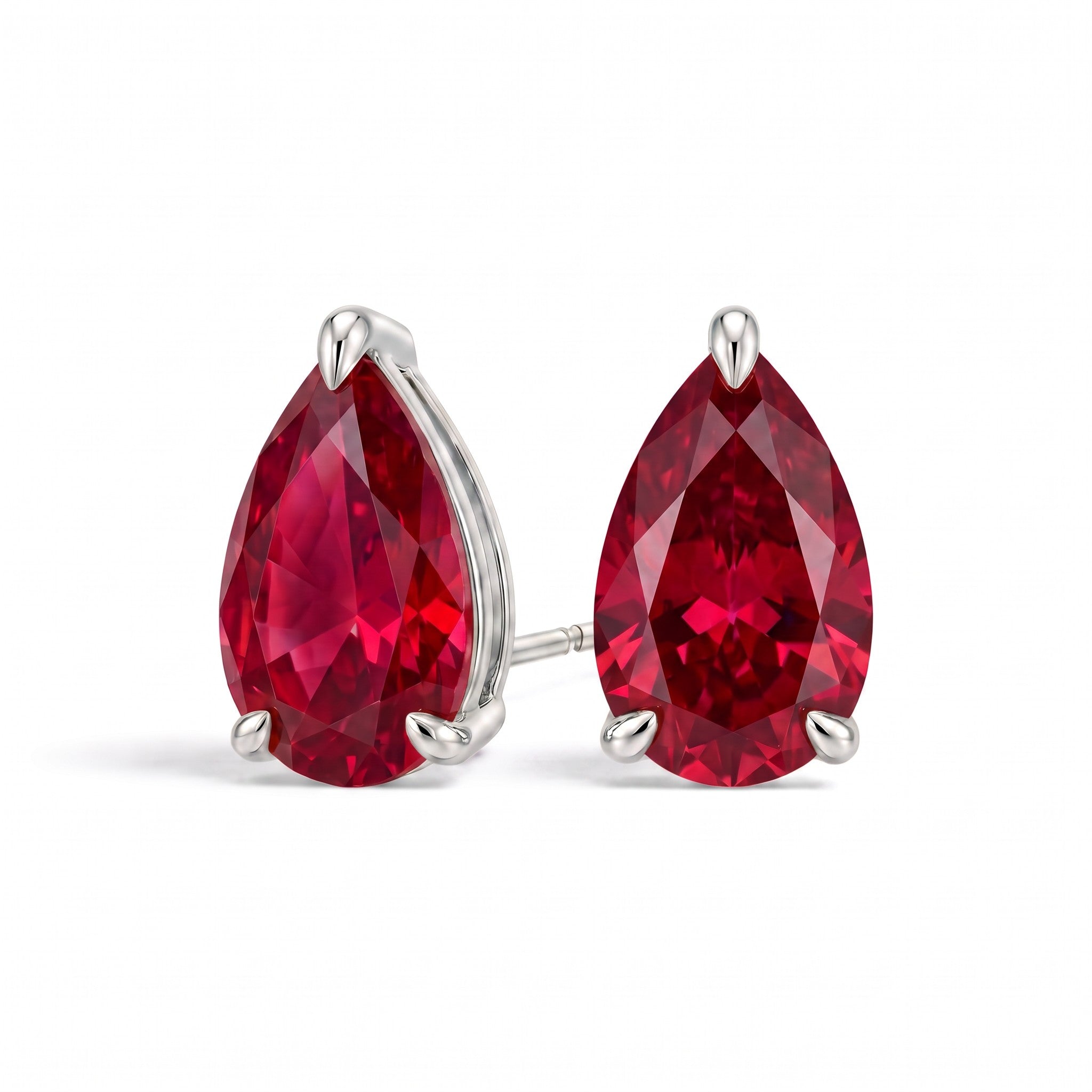 La Poire® Ruby Stud Earrings, 14K White Gold