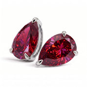 La Poire® Ruby Stud Earrings, 14K White Gold