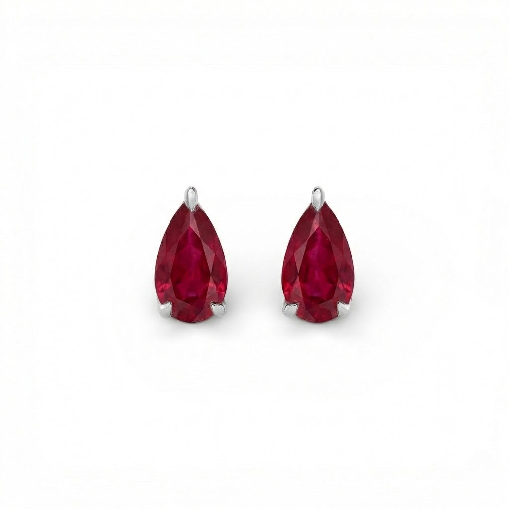 La Poire® Ruby Stud Earrings, Sterling Silver