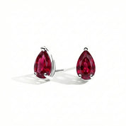 La Poire® Ruby Stud Earrings, Sterling Silver