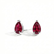 La Poire® Ruby Stud Earrings, 14K White Gold