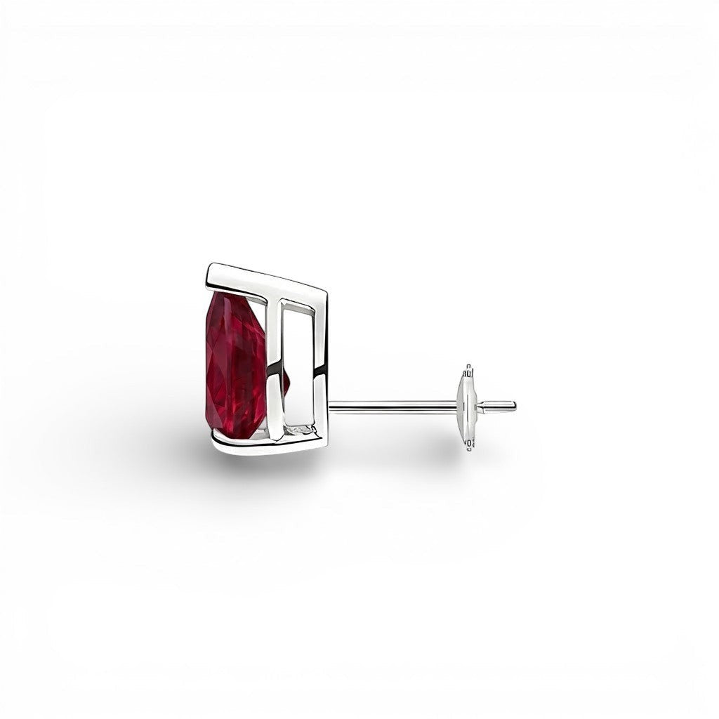La Poire® Ruby Stud Earrings, Platinum