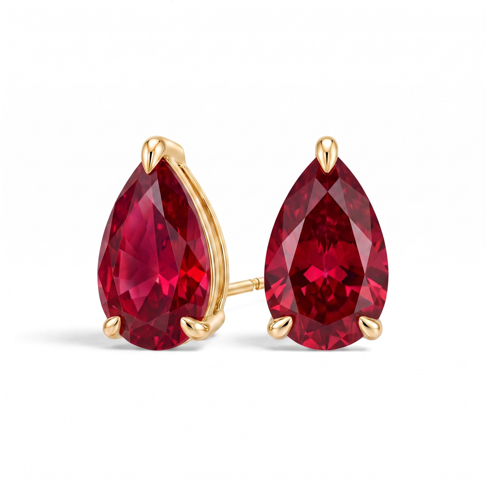 La Poire® Ruby Stud Earrings, 14K Yellow Gold