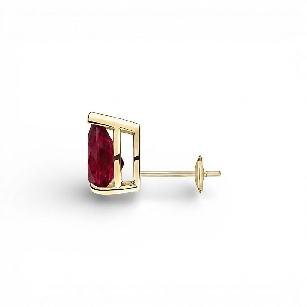 La Poire® Ruby Stud Earrings, Gold Vermeil