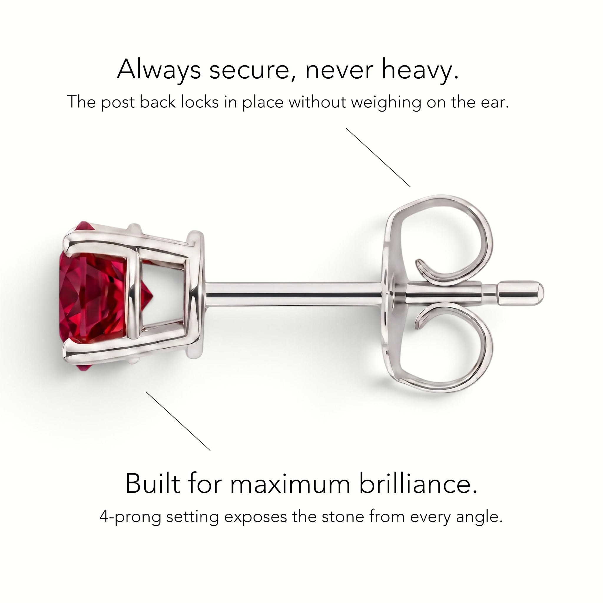 La Ronde® Ruby Stud Earrings, Sterling Silver