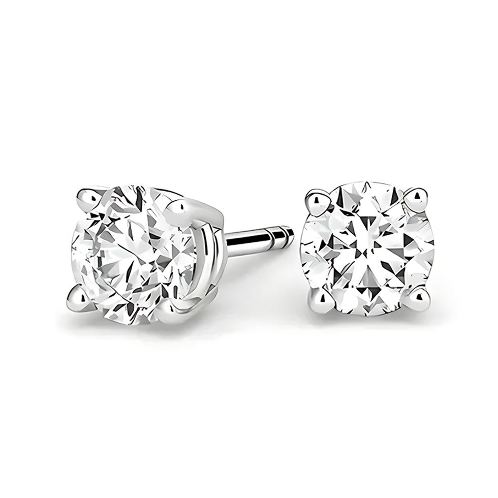 La Ronde® Diamond Stud Earrings, 14K White Gold