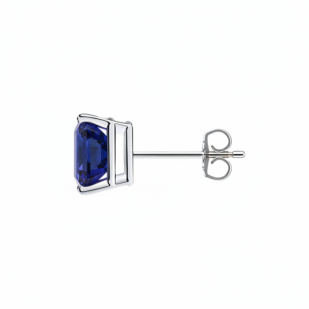L'Emeraude® Sapphire Stud Earrings, 14K White Gold
