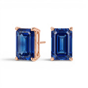 L'Emeraude® Sapphire Stud Earrings, 14K Rose Gold