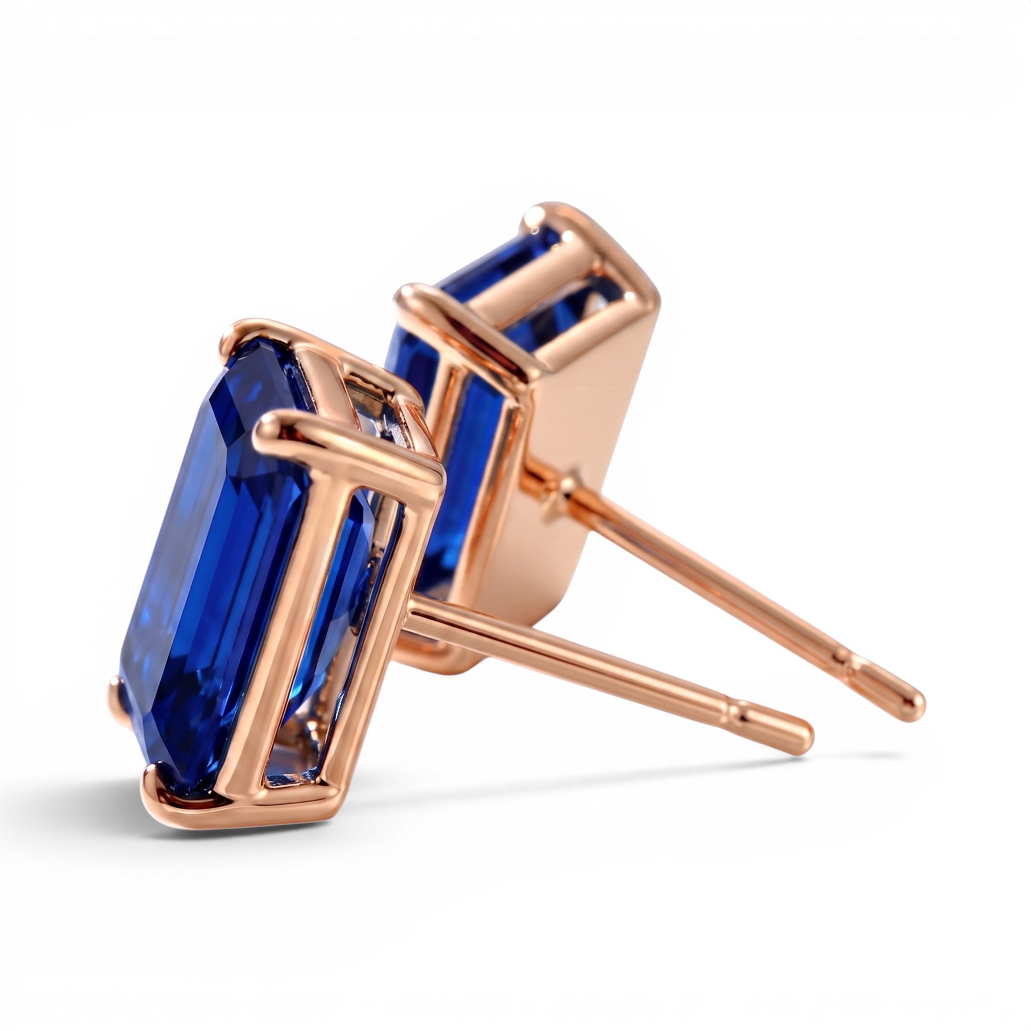 L'Emeraude® Sapphire Stud Earrings, 14K Rose Gold