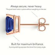 L'Emeraude® Sapphire Stud Earrings, 14K Rose Gold