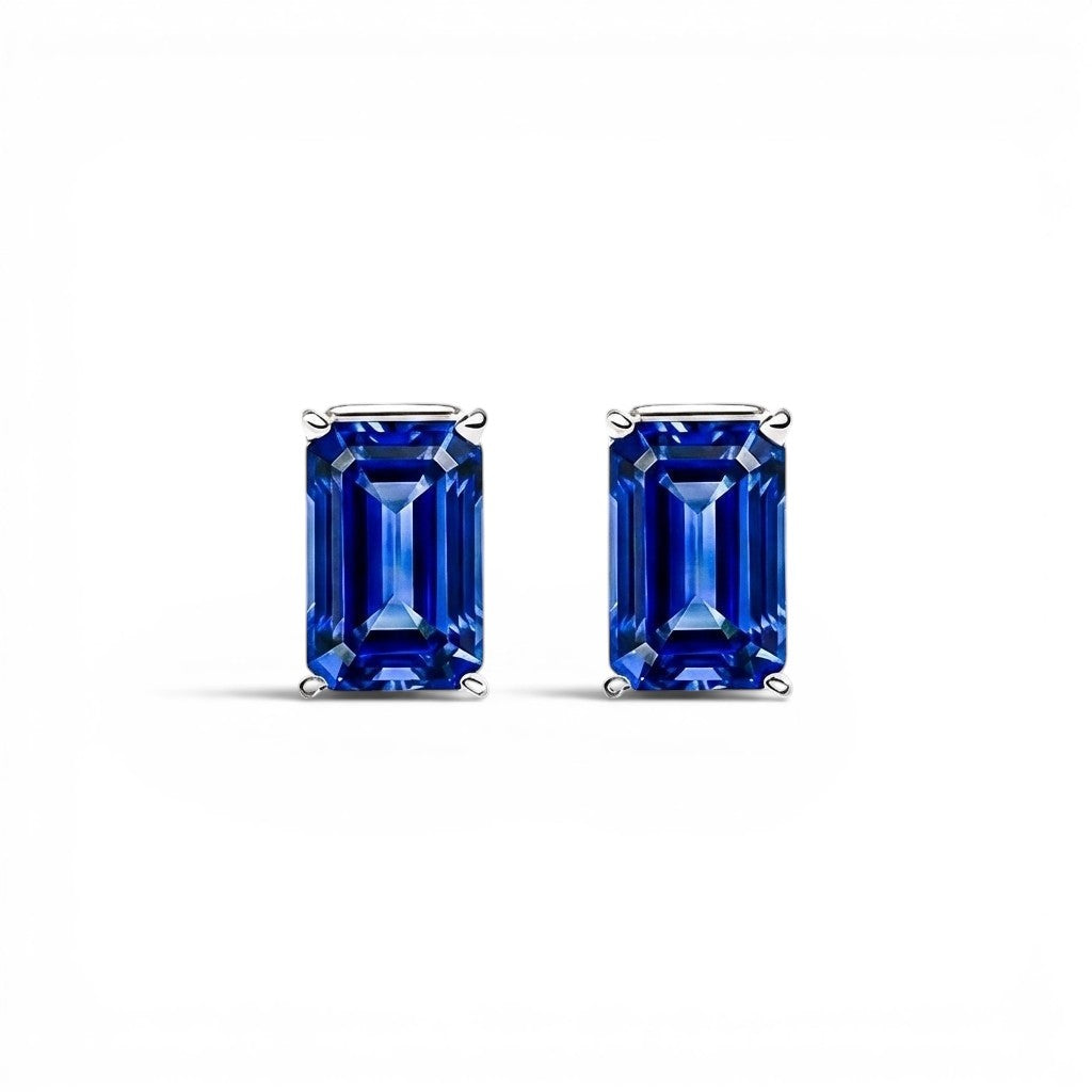 L'Emeraude® Sapphire Stud Earrings, Sterling Silver