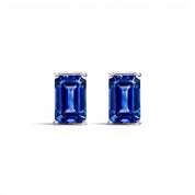 L'Emeraude® Sapphire Stud Earrings, 14K White Gold