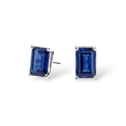 L'Emeraude® Sapphire Stud Earrings, 14K White Gold