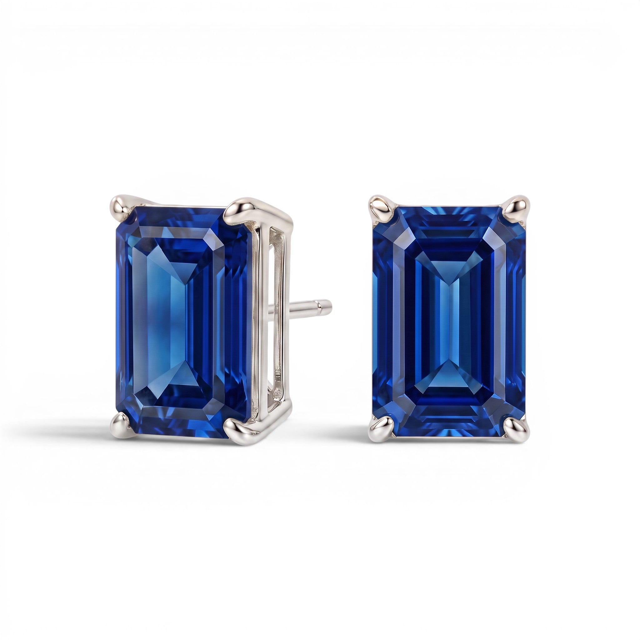 L'Emeraude® Sapphire Stud Earrings, Sterling Silver