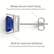 L'Emeraude® Sapphire Stud Earrings, 14K White Gold