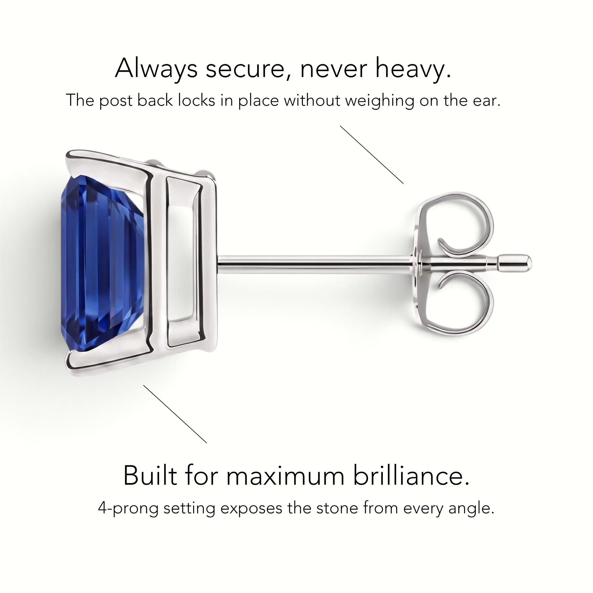 L'Emeraude® Sapphire Stud Earrings, 14K White Gold