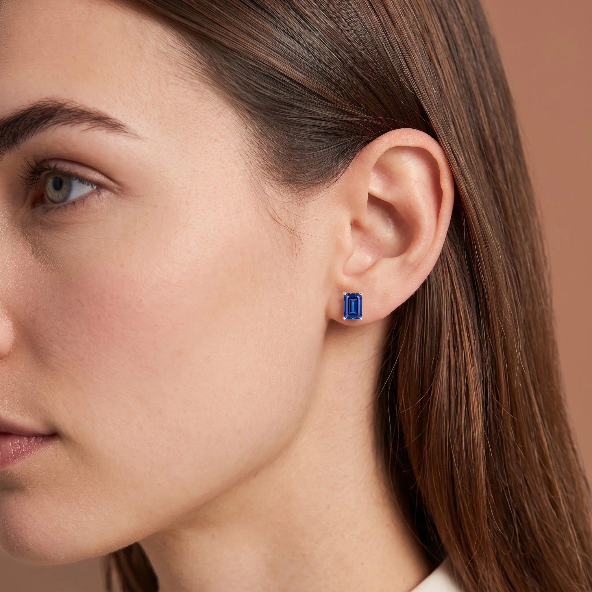 L'Emeraude® Sapphire Stud Earrings, Sterling Silver