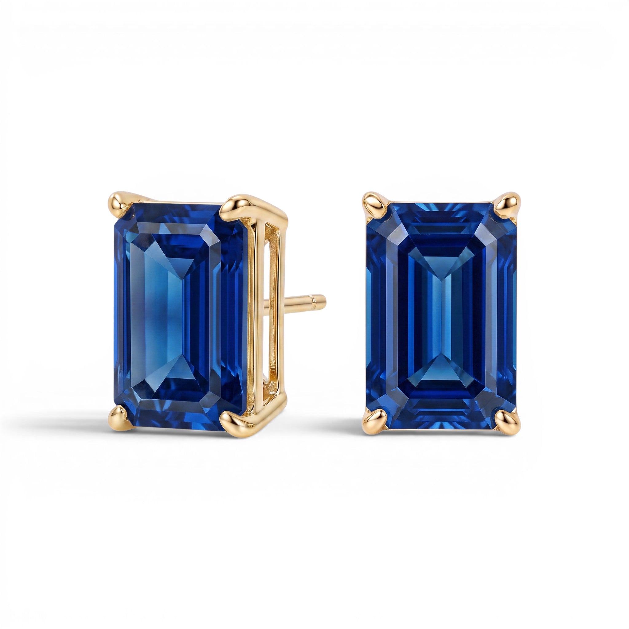 L'Emeraude® Sapphire Stud Earrings, Gold Vermeil