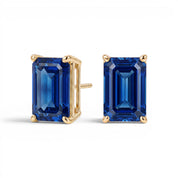 L'Emeraude® Sapphire Stud Earrings, 14K Yellow Gold