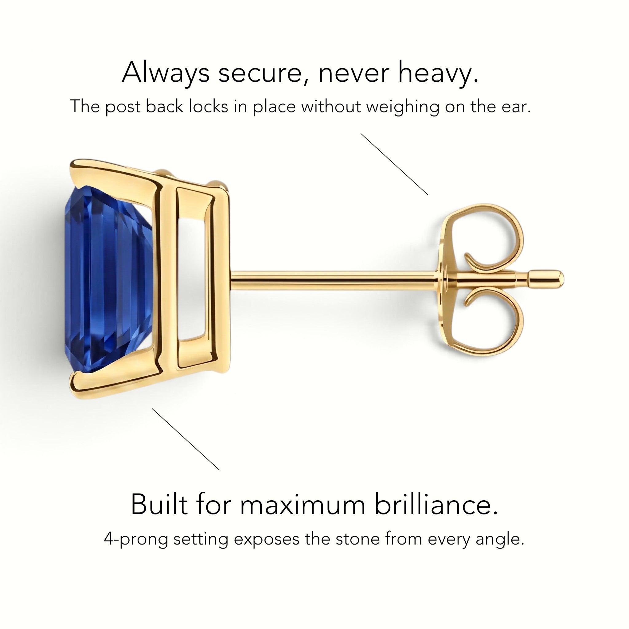 L'Emeraude® Sapphire Stud Earrings, 14K Yellow Gold