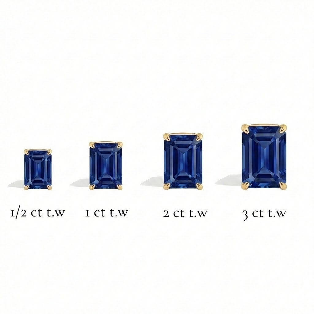 L'Emeraude® Sapphire Stud Earrings, Gold Vermeil