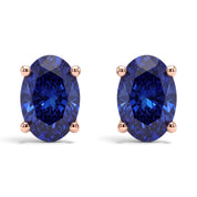 L'Ovale® Sapphire Stud Earrings, 14K Rose Gold