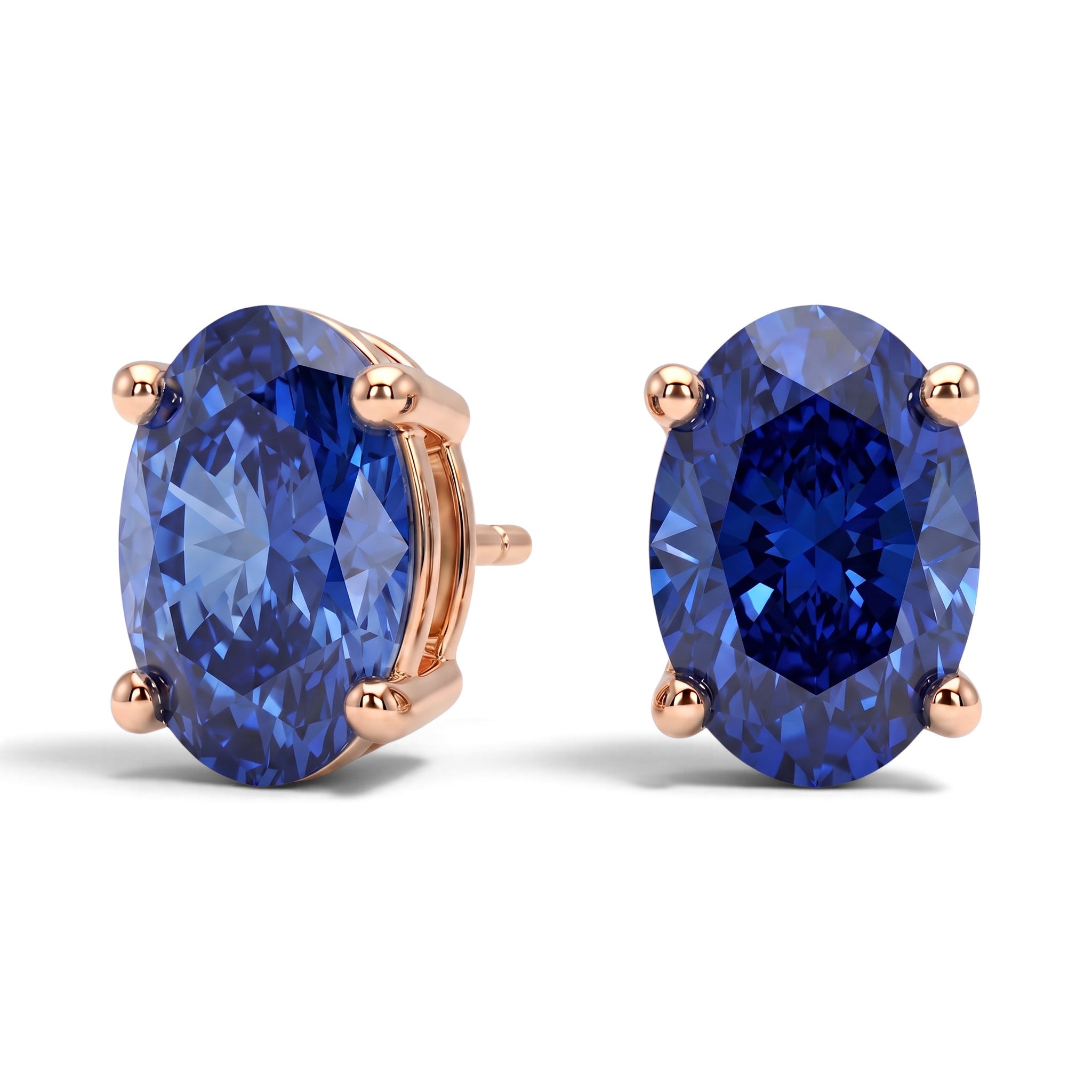 L'Ovale® Sapphire Stud Earrings, 14K Rose Gold