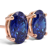 L'Ovale® Sapphire Stud Earrings, 14K Rose Gold