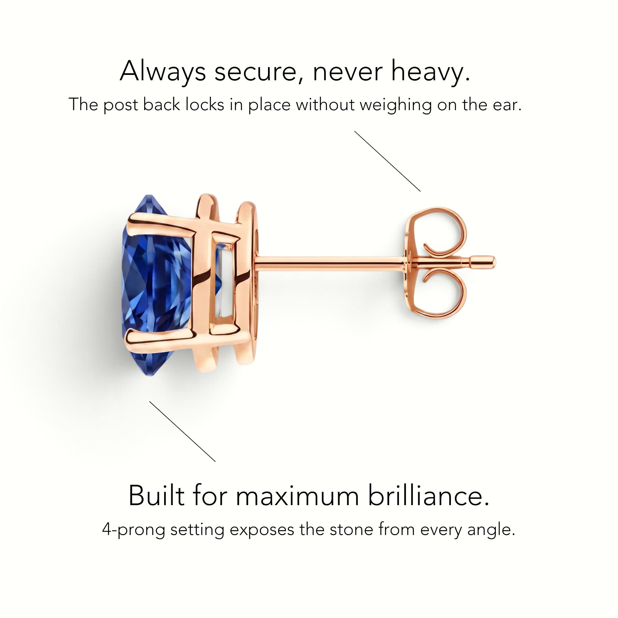 L'Ovale® Sapphire Stud Earrings, 14K Rose Gold
